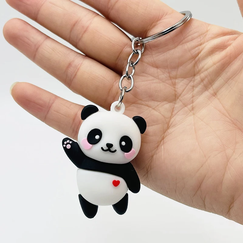 Cute Cartoon Couple Panda Keychain Pendant Car Bag Key Chains For Women Jewelry Gift