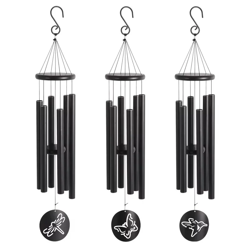 37 inch wind chimes antique iron aluminum wood art insect hanging wrought iron tape logo printing factory supplier wholesale