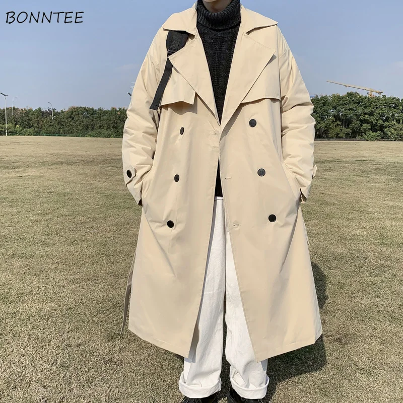 Trench Men Autumn Gentle Fashion Streetwear Handsome Tooling Baggy Ulzzang Casual Clothing Japanese Stylish Windproof Male Ins