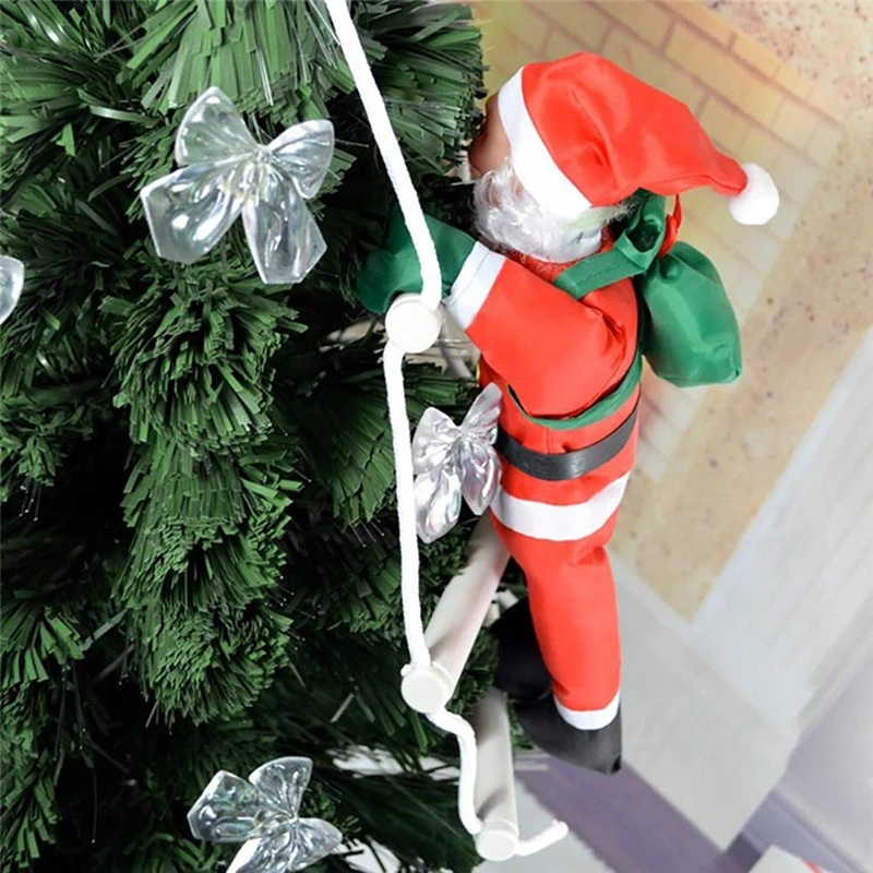 Santa Claus Climbing Ladder Santa Claus Doll Christmas Tree Hanging Ornament Outdoor Indoor Door Wall Decoration