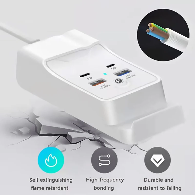 

USB Type-C Port Hub Charger PD Multi-Port Fast Charging US Plug Charger for Mobile Phones, Tablets and Device Expansion Sockets