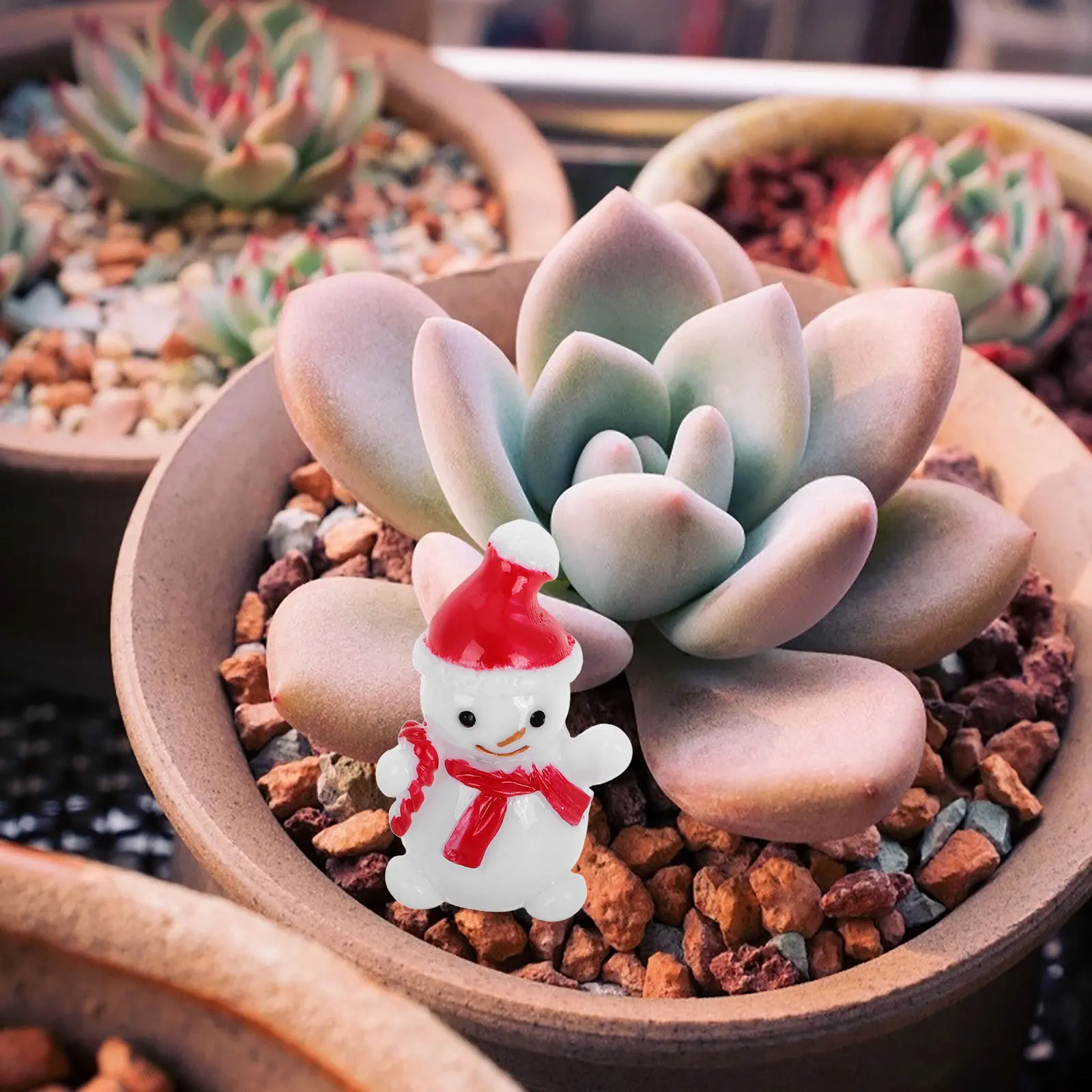 

10Pcs Mini Snowman Resin Christmas Decoration Xmas DIY Craft Home Bedroom Micro Landscape Decor Christmas Mini Snowman Decor