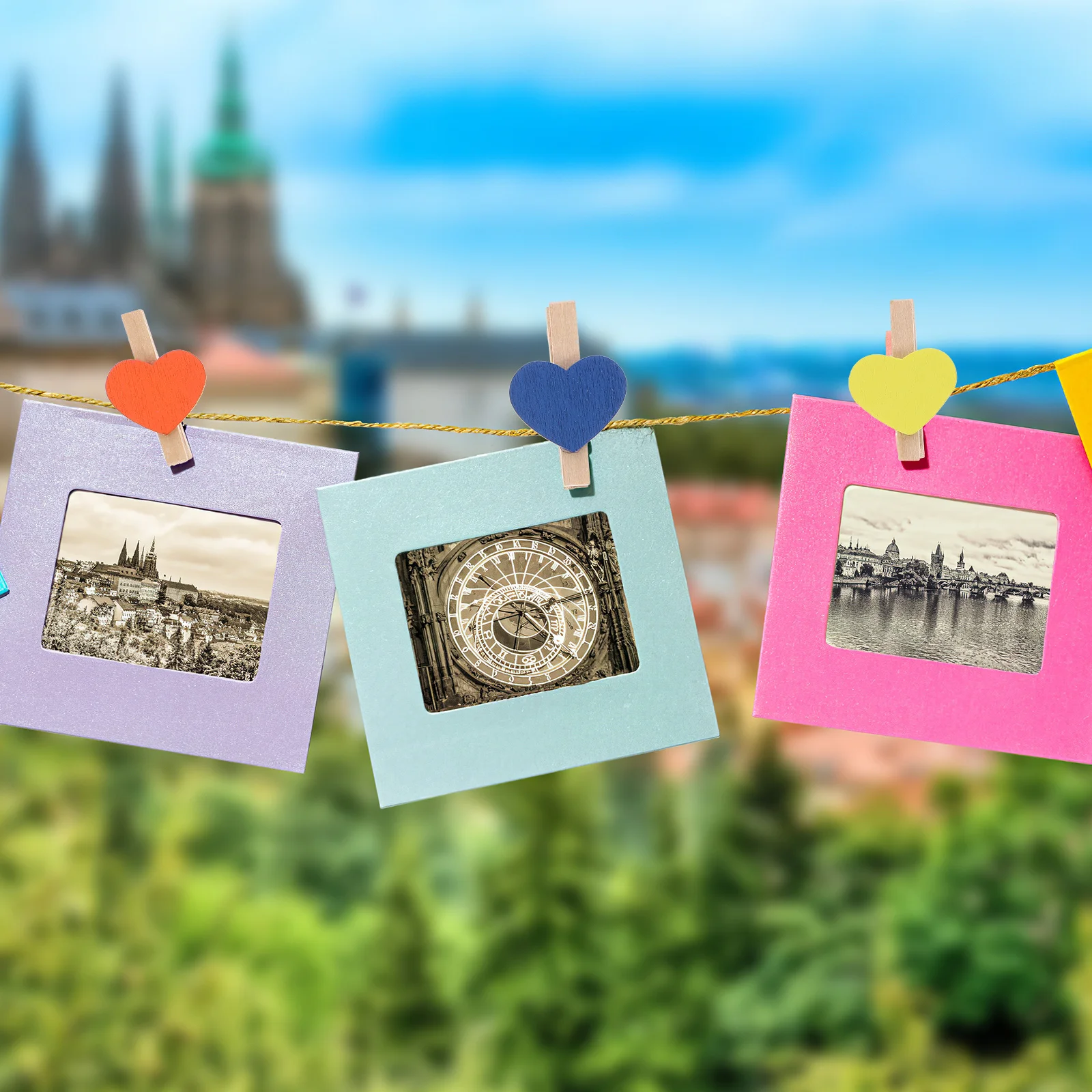 

50Pcs Heart Shape Wooden Photo Clips Colorful Mini Clips for Wedding Gift Home Decor Craft Projects Photo Pegs