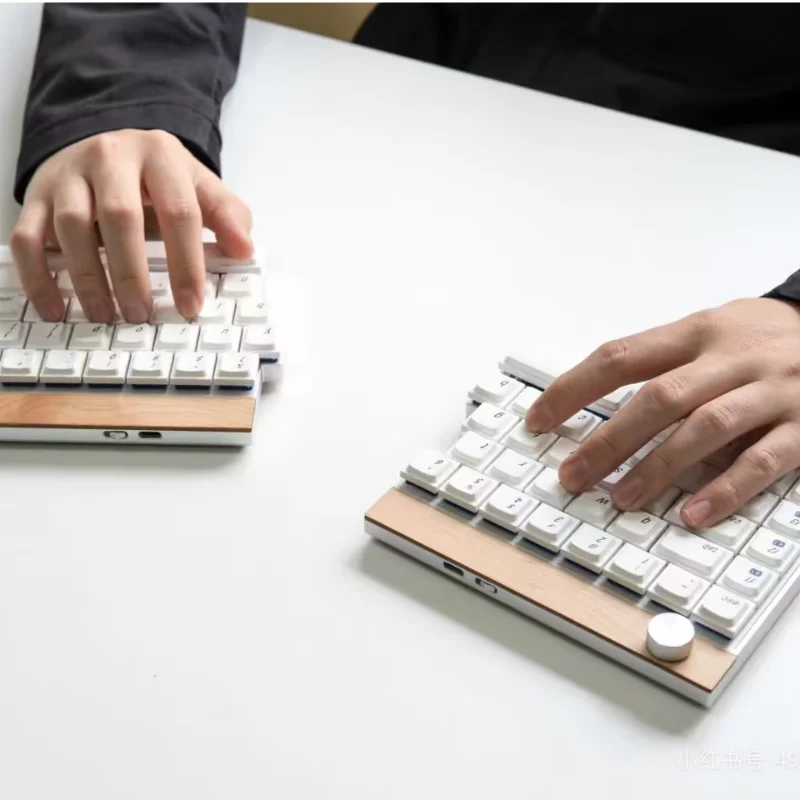 Jiffy75 Wireless Split Mechanical Keyboard Cnc Aluminum Mist Silent Low Axis Bluetooth 2.4g Type-c Ergonomics Office Programmer