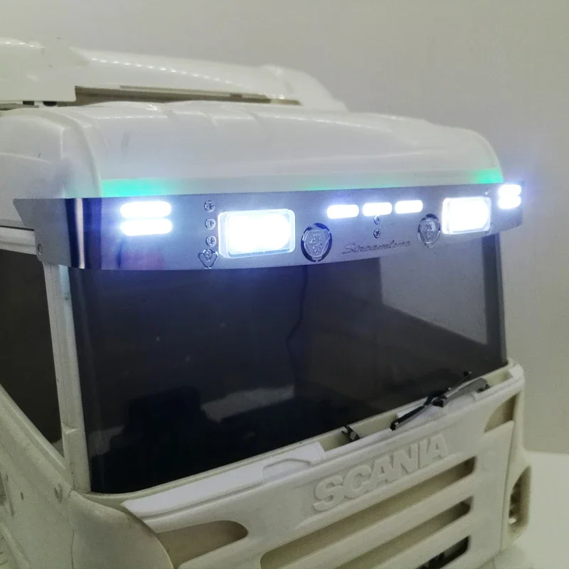 Led lampada in lega di alluminio sedile blu bianco visiera parasole luce per 1/14 Tamiya RC camion auto scania R620 56323 R730 470 accessori