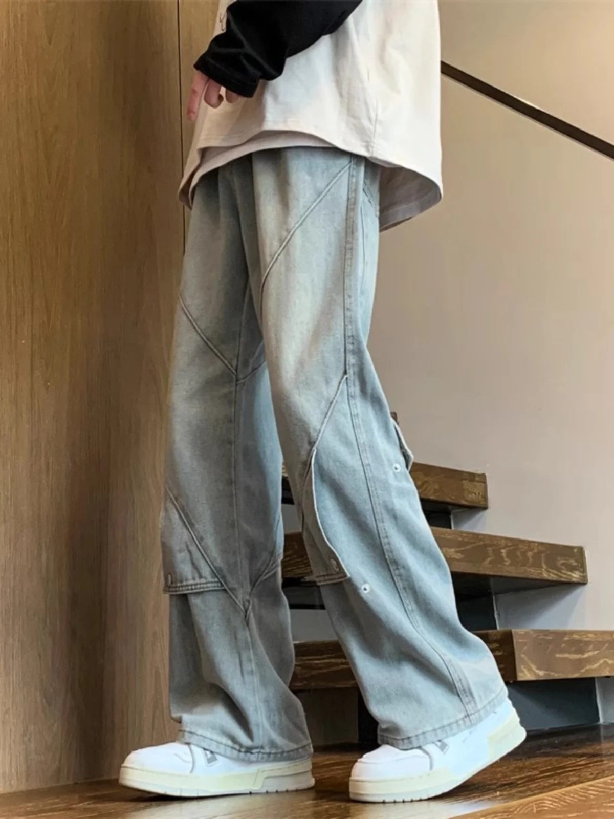 

Retro American High Street Denim Jeans Men's Autumn Winter Trendy Brand Vibe Mildly Spicy Wide Leg Handsome Versatile Long Pa...