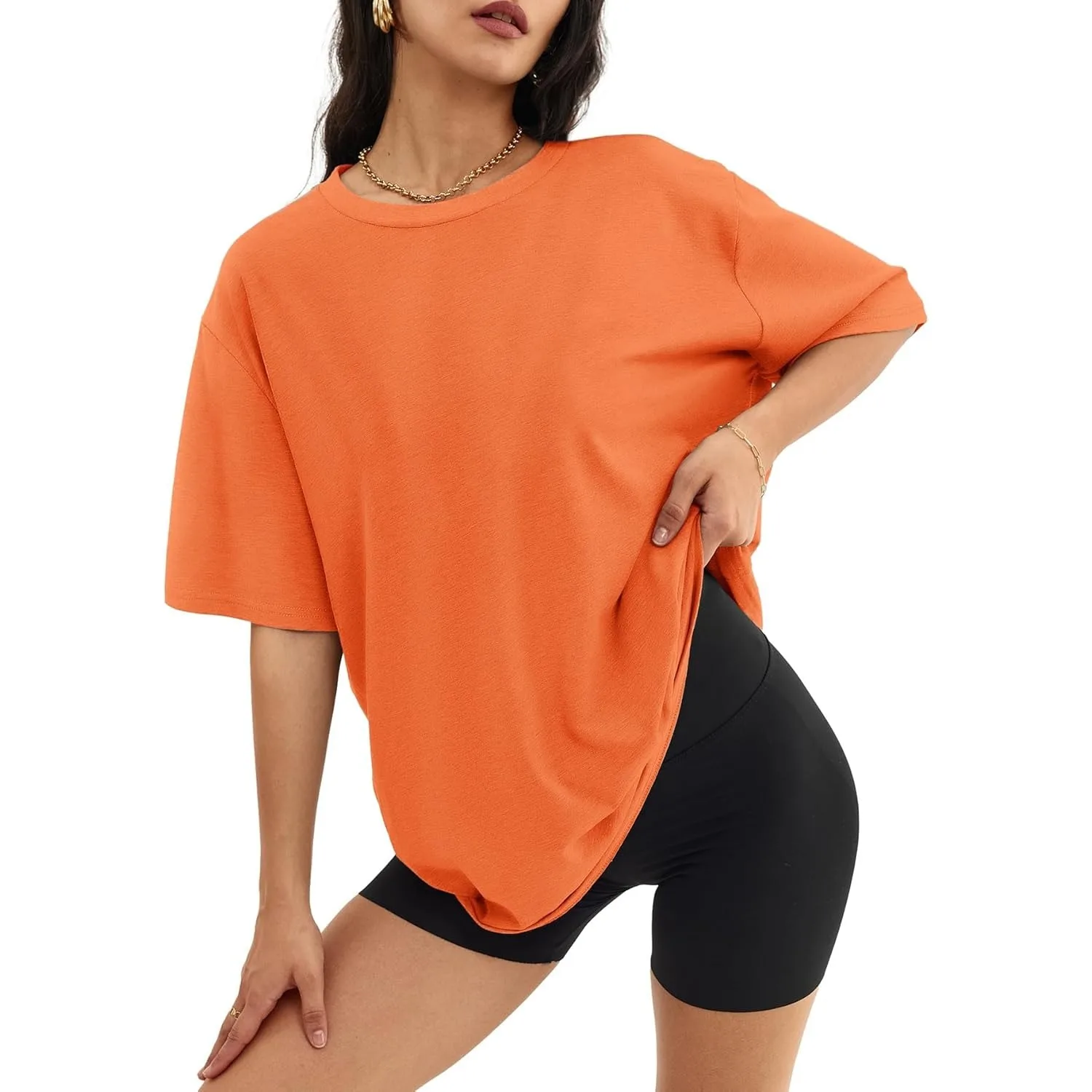 

Womens Oversized T Shirts Loose Fit Crewneck Short Sleeve Tops Summer Casual Blouse Y2K 2025 Basic Tee Beach