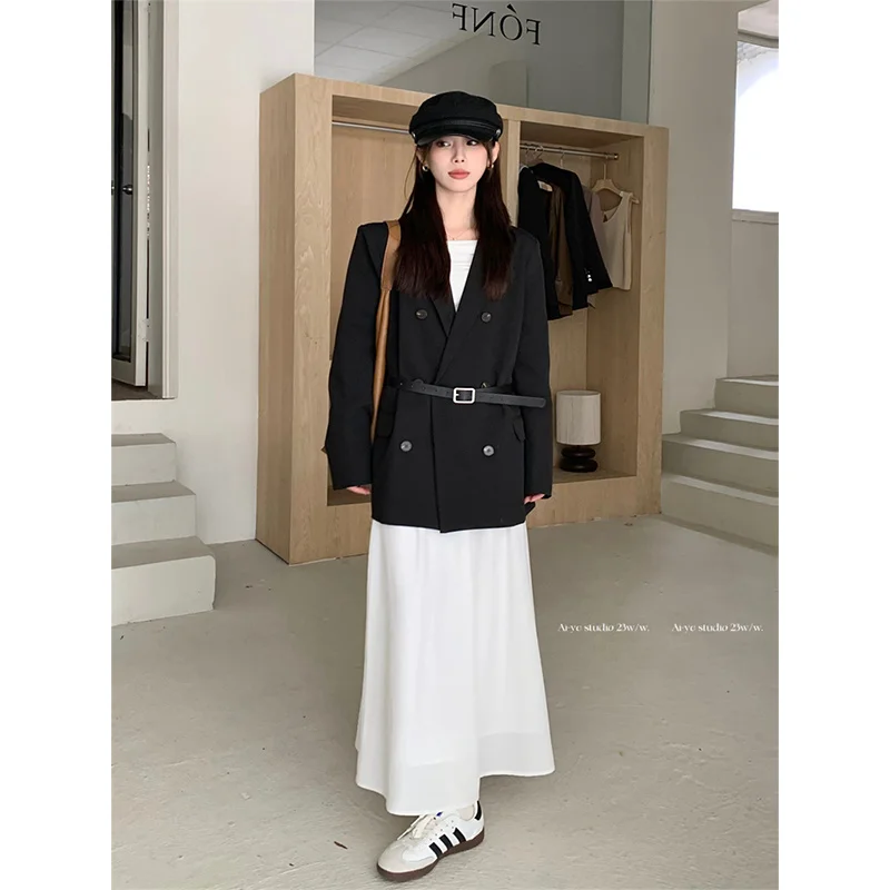 Korean Autumn/Winter Loose Double Breasted Suit Coat Blazer Ladies Fashion Elegant Suit