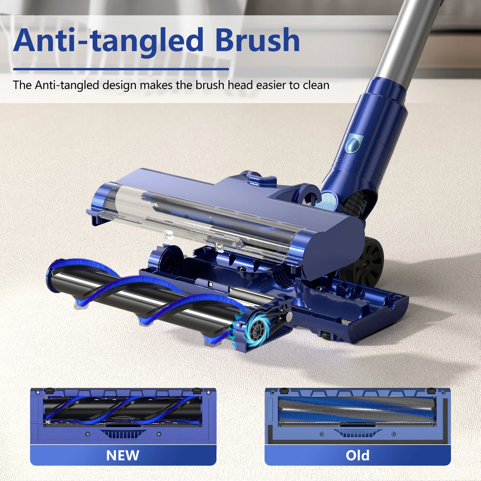 PrettyCare P1 Cordless Vacuum Cleaner 45 Mins 28Kpa Powerful Stick Vacuum with Brushless Motor LED Touch Display