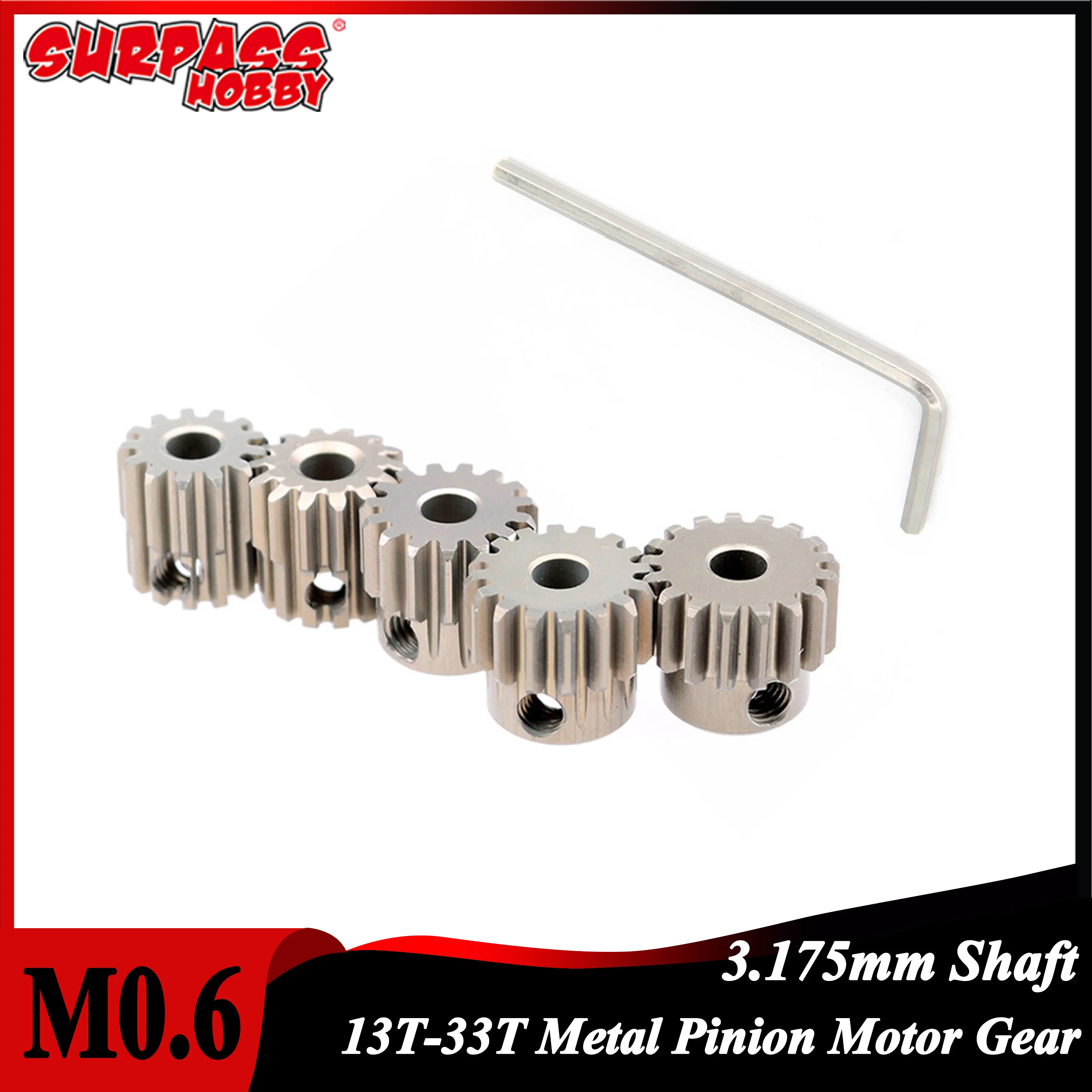 

M0.6 13T 14T 15T 16T 17T 18T 19T 20T 21T 22T 23T 24T 25T 26T 27T 28T 29T 30T 31T 32T 33T Metal Pinion Motor Gear for 1/10 RC Car