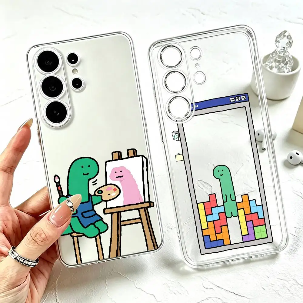 Cute Cartoon Jogumans Dinosaur  Phone Case Transparent Silicone Soft For Samsung S25,S24,S21,S22,S23,S30,Ultra,S20,Plus,Fe