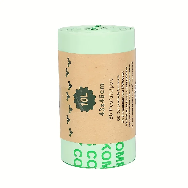 Embalaje de bote de basura orgánico compostable a base de plantas, embalaje de bote de basura compostable, bolsas de basura para uso en cocina/oficina
