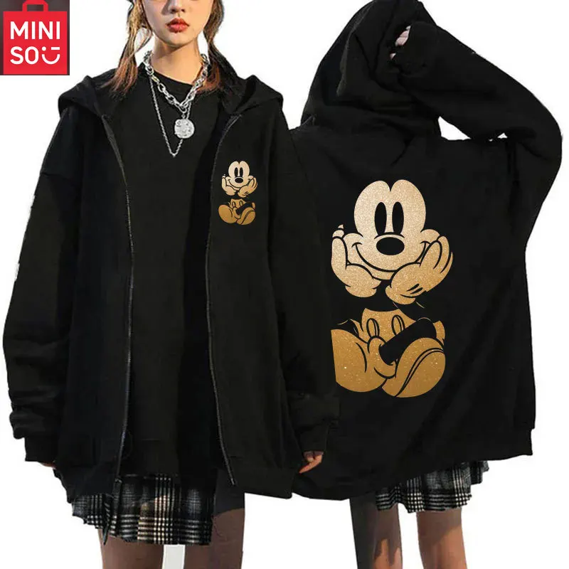 

MINISO 2025 New Women's Hooded Shirt Product - Mickey Mouse Pattern Women's Sweatshirt
