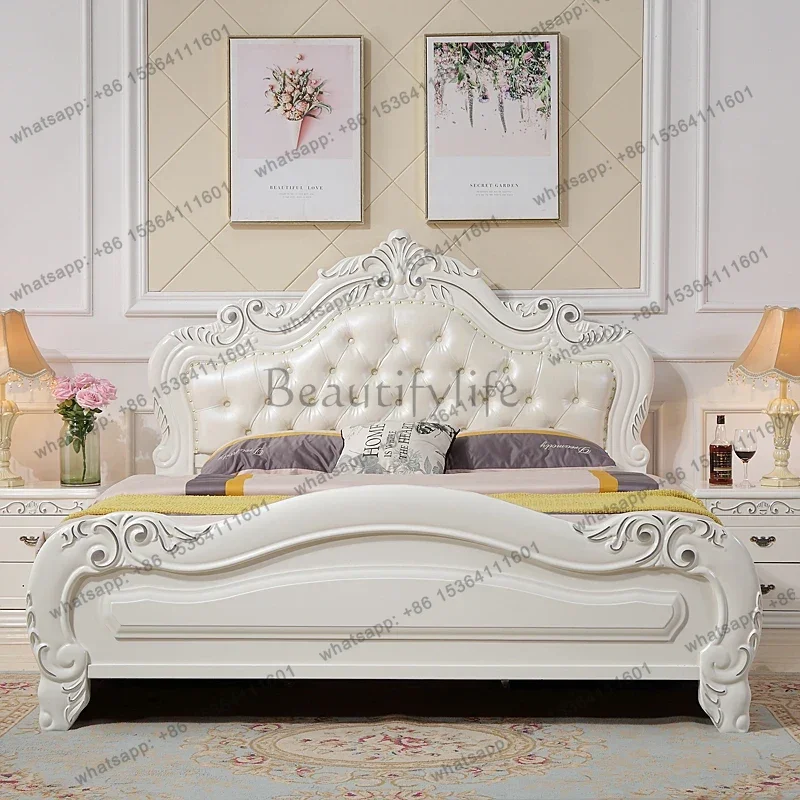 LJY Nordic Wedding Design Bed Frame Modern High End Quality Create Minimalist Bed Master Bedroom White Hotel Muebles Beds Furnit