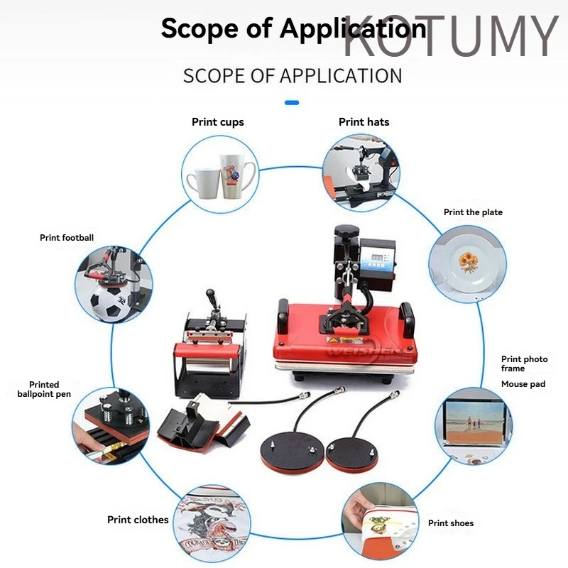 KOTUMY 110V/220V Digital Heat Press 2938, Flatbed High Pressure Heat Transfer Machine for T-Shirts, Multifunctional Sublimation