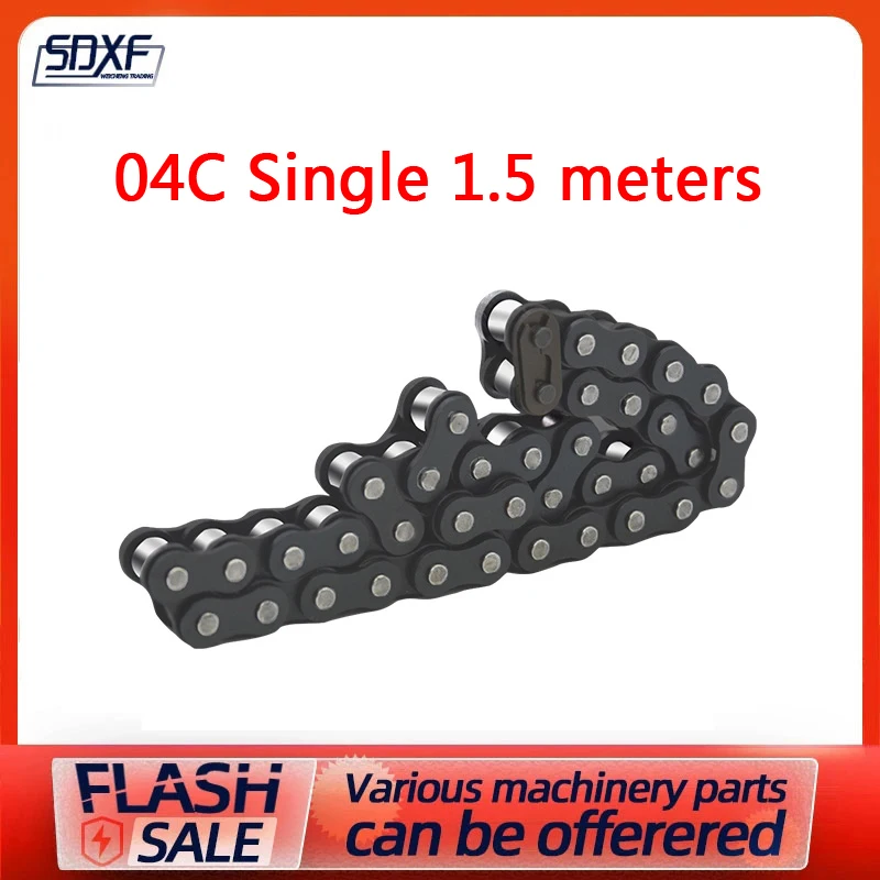 2 Points 04C 1500mm Single Row Roller Chain Turdy And Durable Industrial Transmission Chain For CNC Parts
