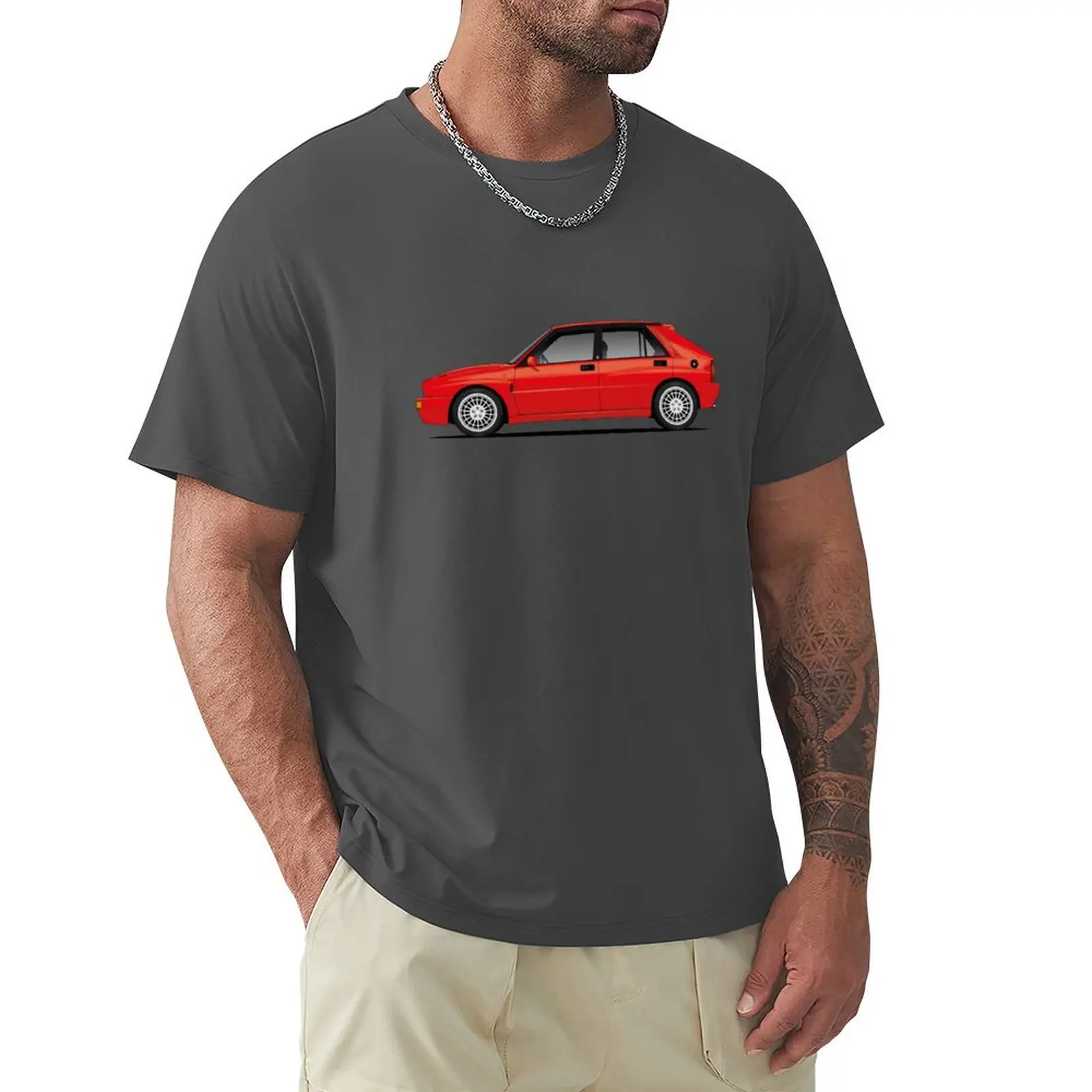 Red Lancia delta integrale evo T-Shirt heavyweights sports fans oversizeds mens clothes