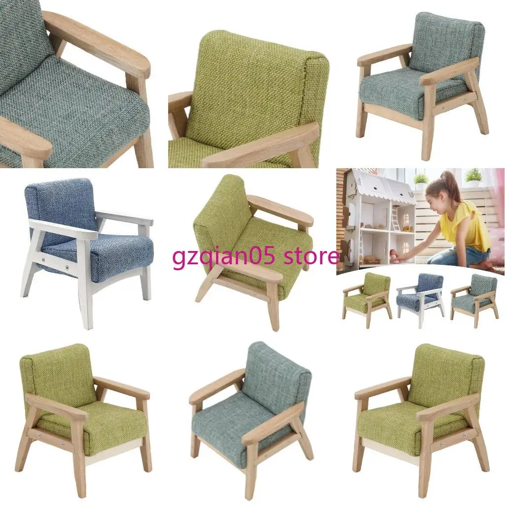 

N7ME 1/12 Scale Dollhouses Miniature Bedroom Sofa Furniture Pretend Play for Kids