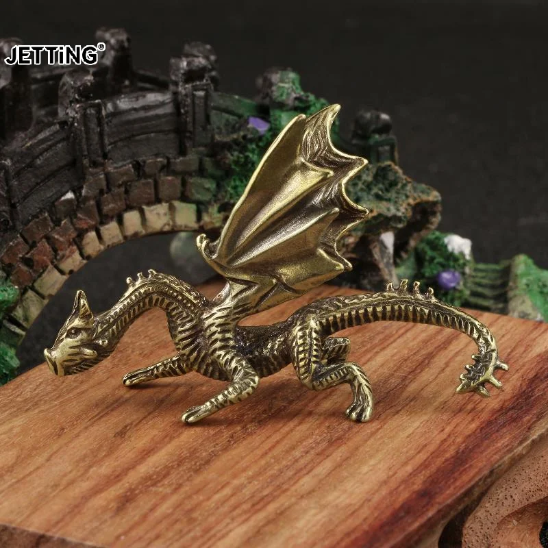 Mini Brass Dragon And Griffin Figurines Detailed Carving Antique Finish Desktop Decor Collection