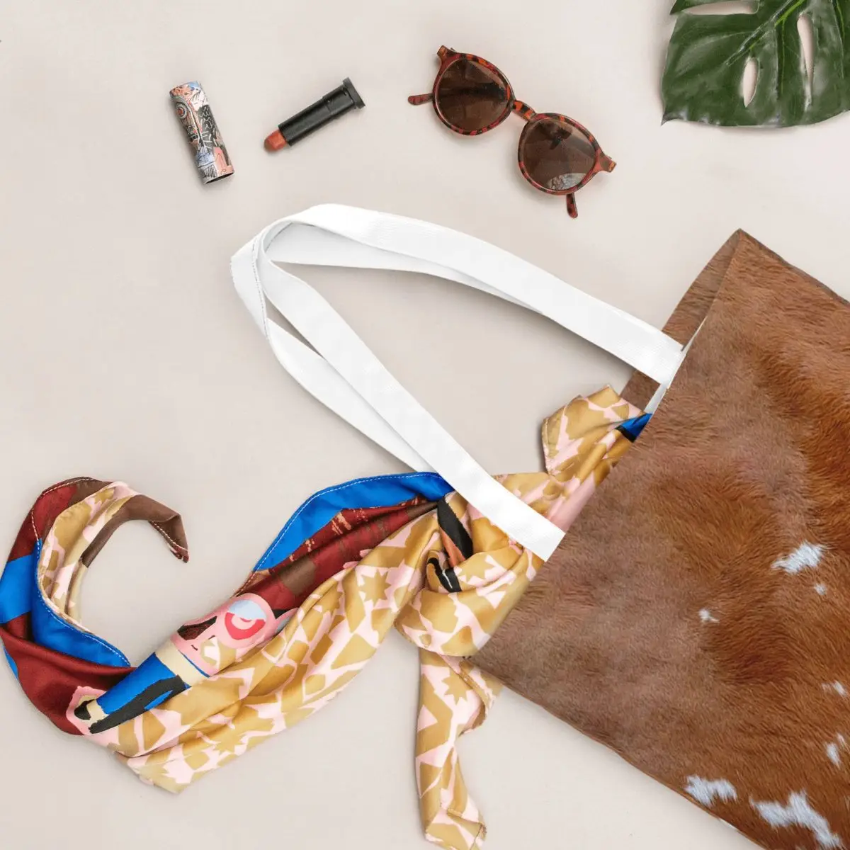 Tas Belanja Bergaya Tekstur Kulit Sapi Motif Kulit Sapi Tas Kanvas Reusable Tas Jinjing Selempang Tas Tangan Travel