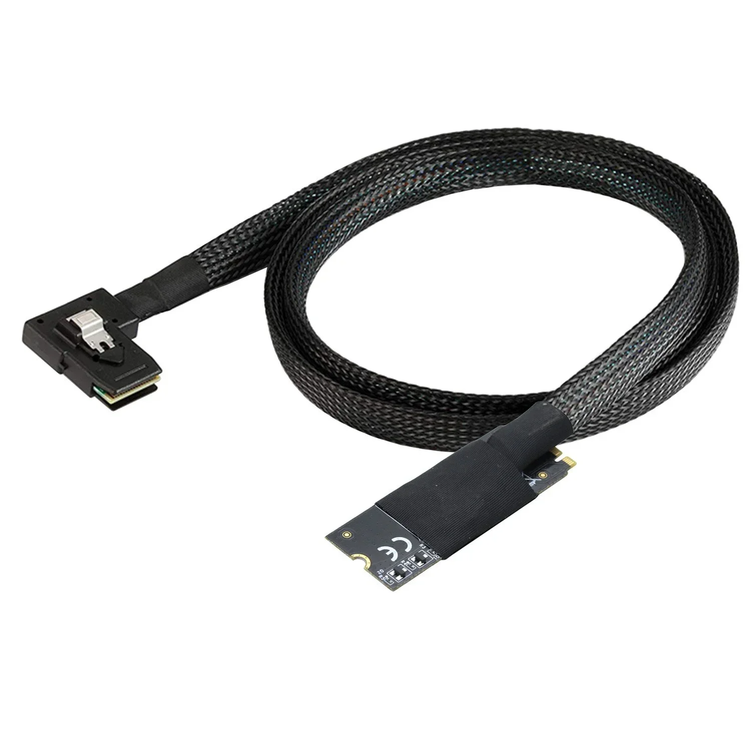 M.2(M-Key NVMe 2260) to SAS SFF-8087 Left Bend Plug and Play Server High Speed Cable