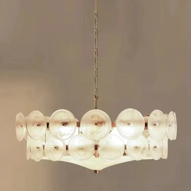 

French Retro Style Glass Pendant Lamp for Living Room Bedroom Restaurant Chandelier Interior Lighting Hanging Luminaires
