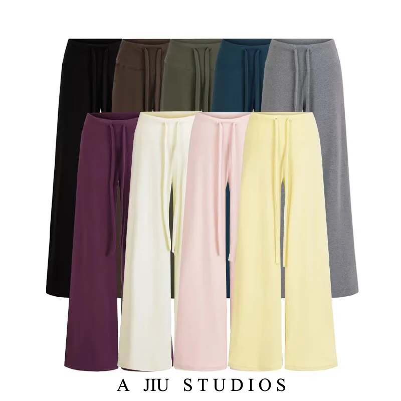 กางเกงเอวต่ำทรงดรอปสไตล์อเมริกันสำหรับสาวๆ ใส่เล่นกีฬา ใส่สบายๆ ทรงหลวมๆ สไตล์ลำลอง เหมาะกับฤดูใบไม้ร่วง  ทรงขากว้าง  ใส่ได้หลายโอกาส