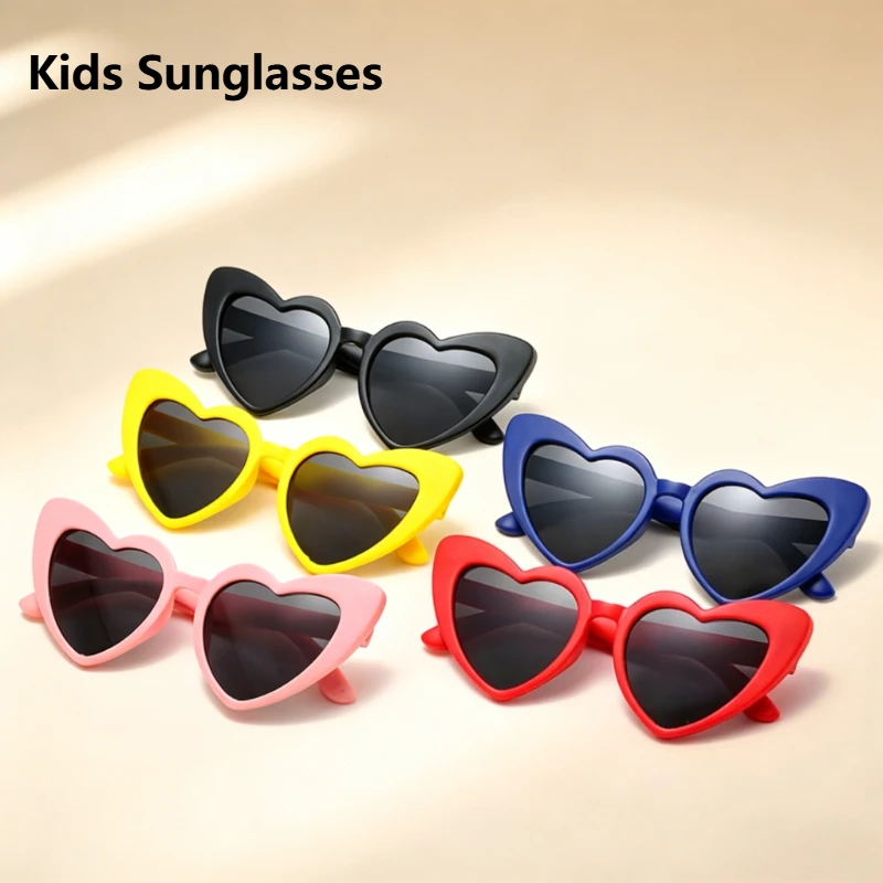 Herzförmige Sonnenbrille für Kinder, polarisiert, UV400, Vintage-Stil, herzförmig, für Jungen und Mädchen von 3–9 Jahren, Baby-Sonnenbrille für den Außenbereich, Kinder-Sonnenbrille