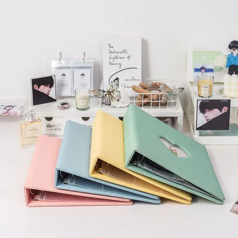 A5/A4 Binder Heart Kpop Photocard Macaron Holder Book PU Leather Album Photo Love Cute Photo Card Korean Idol Album Refill Pages