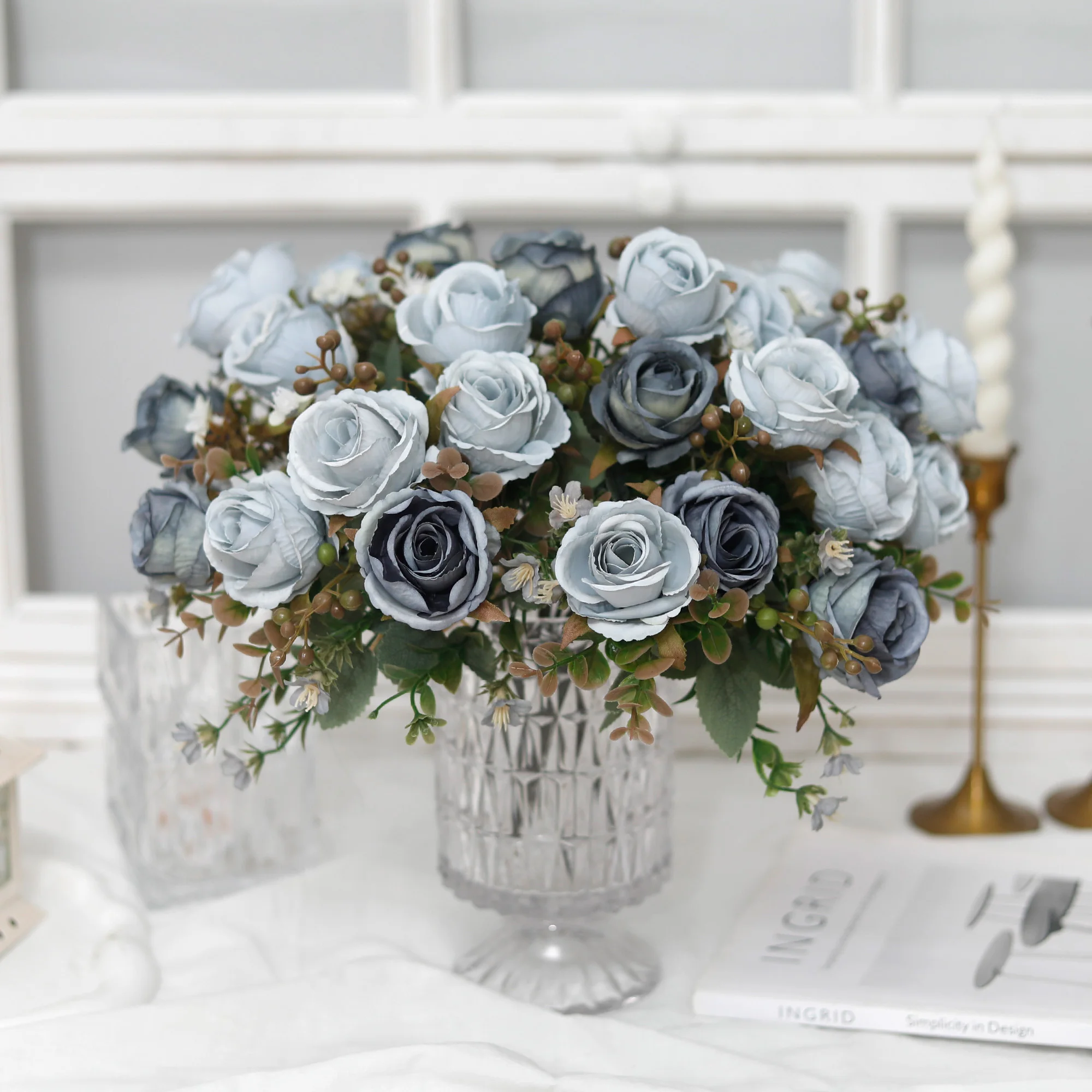 الخريف الزفاف الديكور الزهور الاصطناعية الحرير الورد وهمية العروس باقة المنزل حديقة غرفة الجدول داخلي في الهواء الطلق زينة عيد الميلاد #6