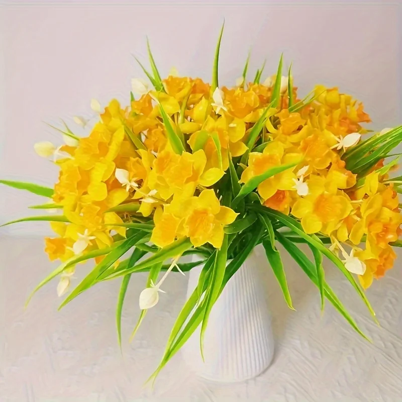 Künstliche Narzissenblumen für den Außenbereich, künstliche Blumenpflanze, UV-beständig, realistische Kunstpflanzen für Zuhause, drinnen und draußen, Garten – Detail 1