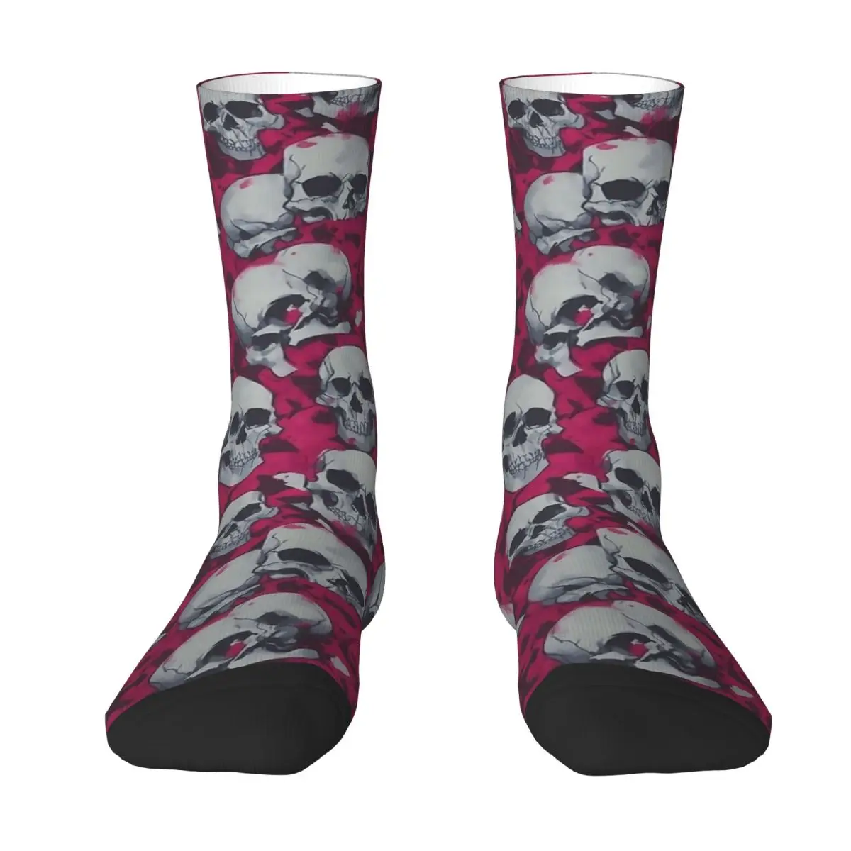 Aesthetic Skulls Pattern Stockings Rose Graphic Leisure Socks Winter Anti Skid Socks Men Skateboard Warm Soft Socks