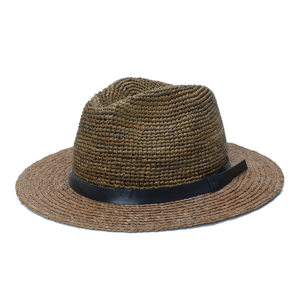 Plus Size słomkowy kapelusz męski duża główka rafii letni kapelusz przeciwsłoneczny Fedora Unisex wysokiej jakości