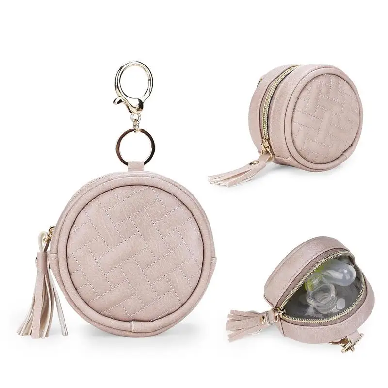 Poudres de sucette en cuir PU pour bébé, boîte porte-sucette, sac porte-sucette, diamètre 3,9 pouces, peut contenir 2 sucettes pour sac à couches