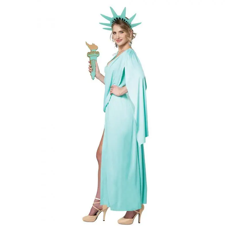 زي تمثال الحرية مقاس XL لعيد الهالوين، زي إلهة العالم اللامعة للعب الأدوار، ملابس نسائية تقليدية صينية