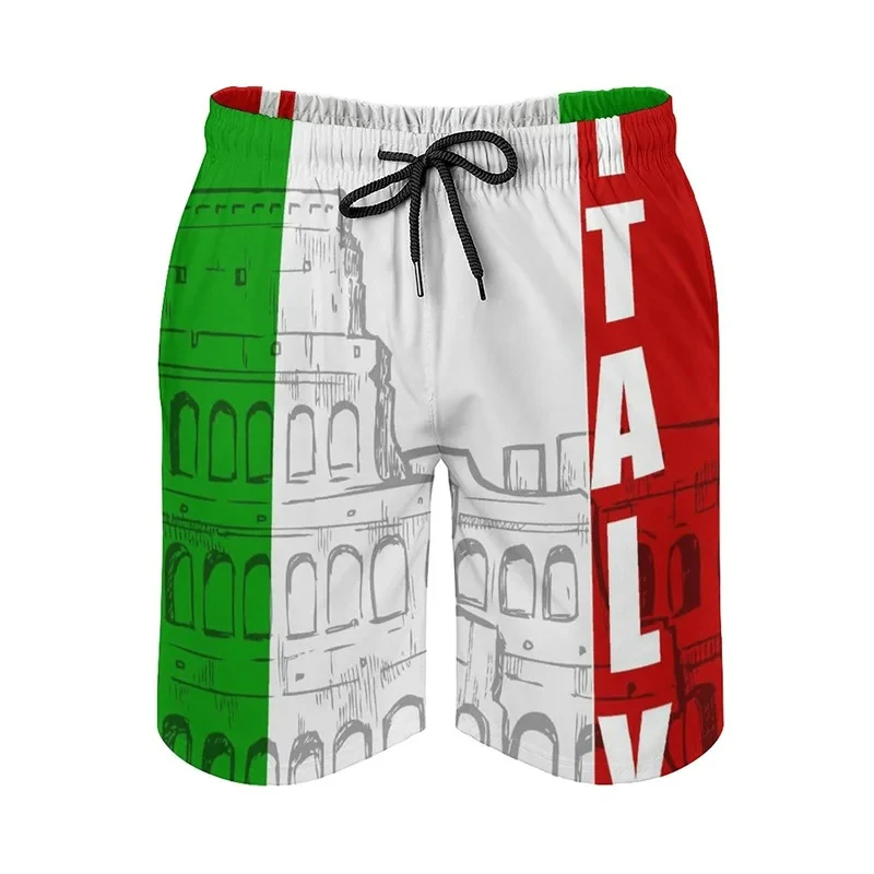 2024 Men\'s Casual Shorts Men\'s Italian Flag 3d Printed Italian Beach Shorts Street Sports Shorts Summer Novelty