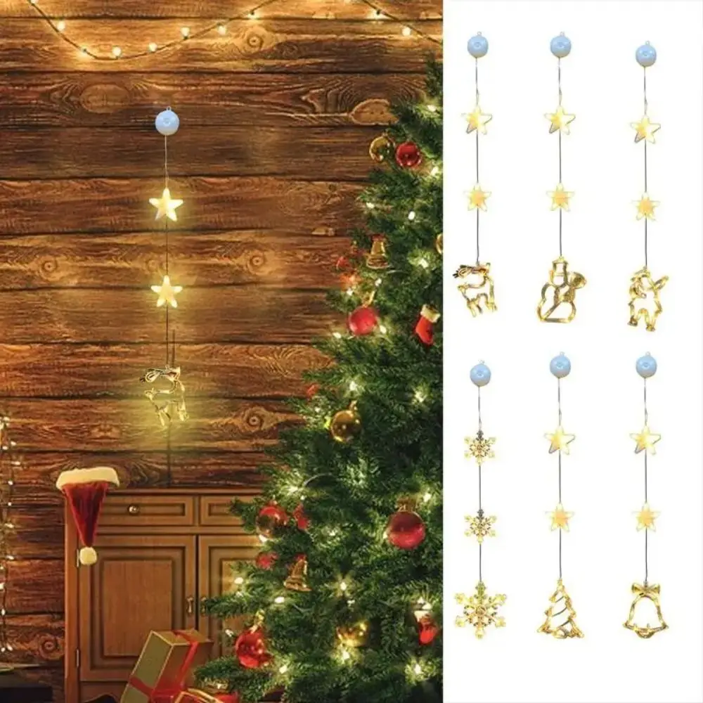 Snow Stars Christmas Decor Interior Decoration Warm White Christmas Tree Pendants Bright House Decorative Suction Cup Lamp