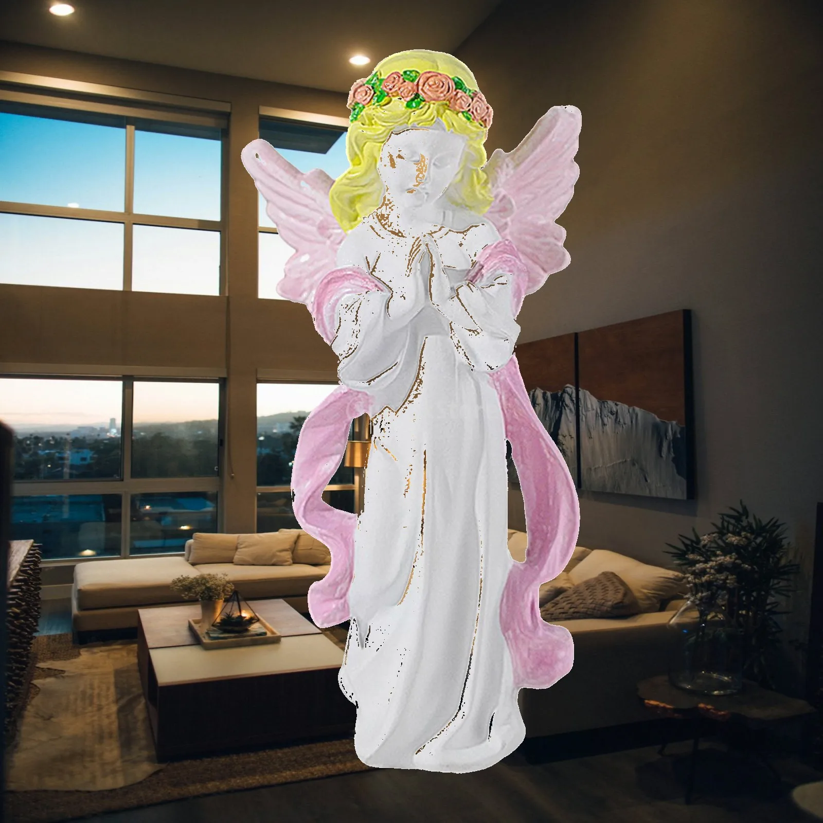 Angel Statue Sculpture Resin Figurine for Nordic Decor Cherub Prayer Ornament Table Collection Living Room Gift