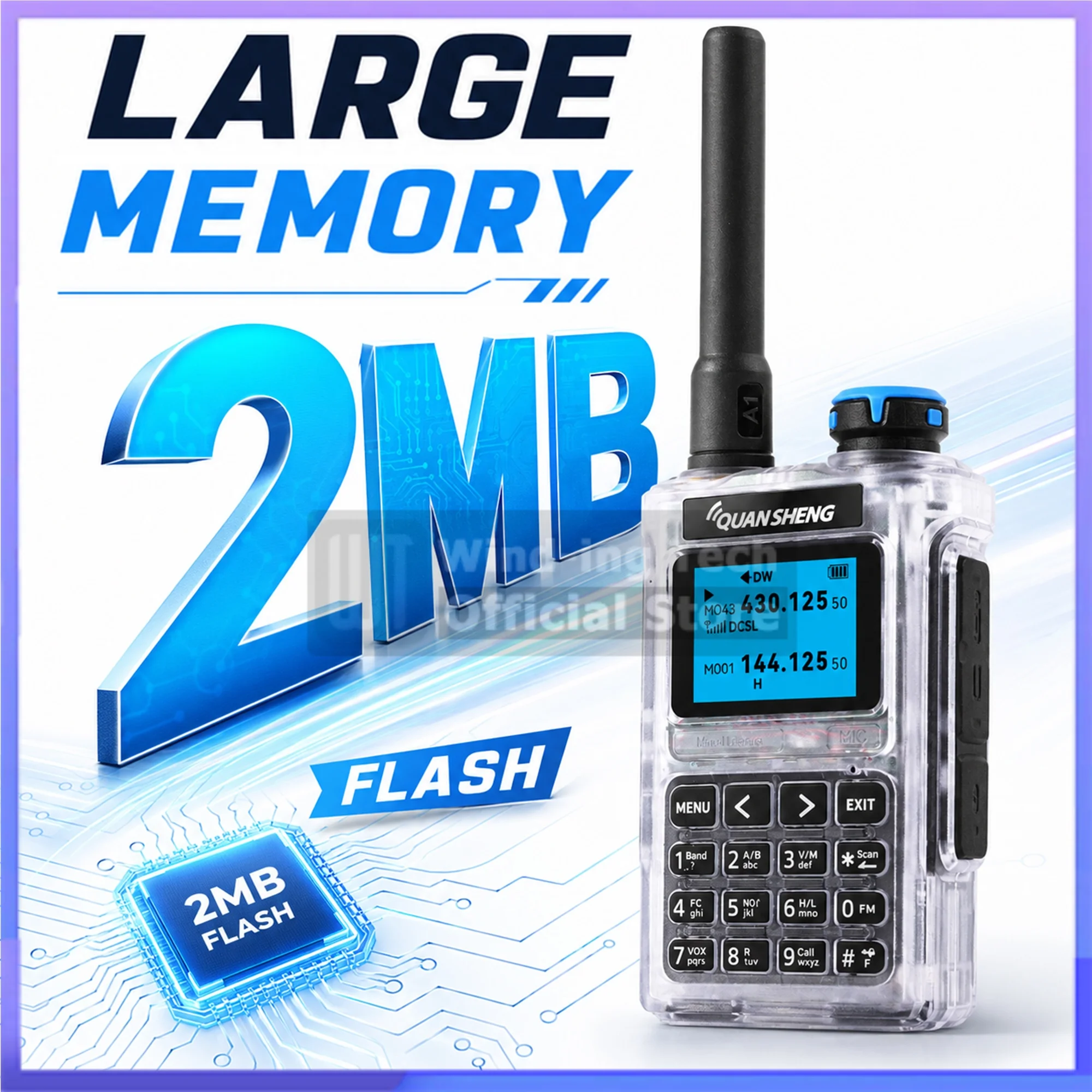 QUANSHENG UV-K1 Portable Walkie Talkie 2MB Flash AM/FM 5W Transparent 200CH Frequency Fast Copy NOAA  Type-C Charging Ham Radio