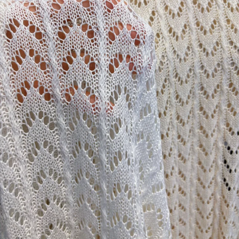 Solid Knit Hollow Out Mesh Fabric for DIY Sewing Handmade Dress Cardigan Jacket Garment Accessories Clothing Fashion Cloth - view 3