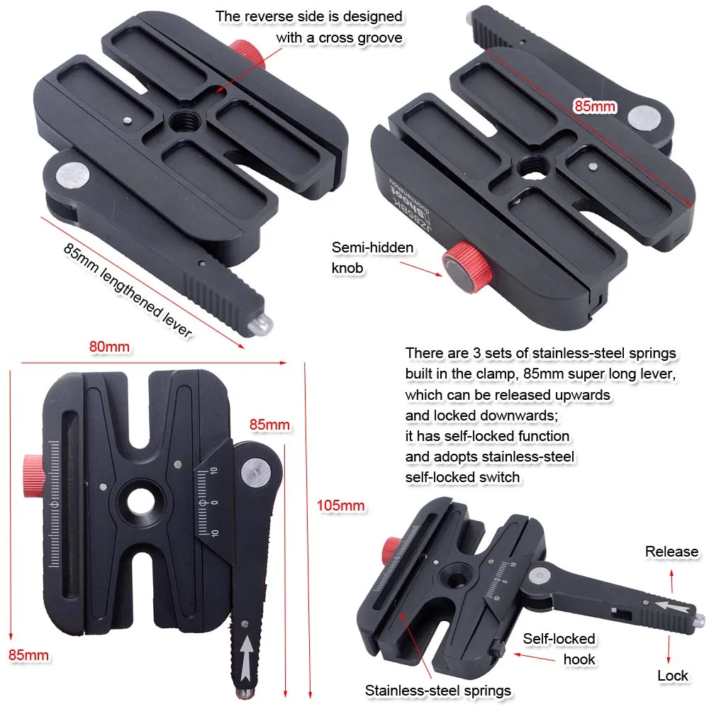 iShoot Quick Self-Locked Lever Clamp Compatible with Manfrotto 200PL Arca-Swiss Fit Camera Quick Release Plate Tripod Ball Head