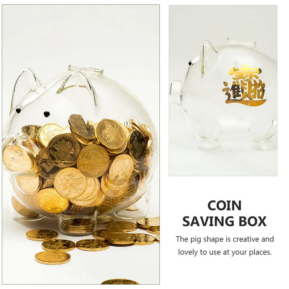 

1Pcs Pig Shape Creative Glass Money Pot Large Capacity Coin Bank Desktop Decoration Multi-Function Saving Box Money Box