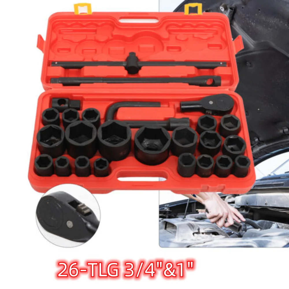 20-Piece Impact Wrench Nut Set Impact Socket Set 3/4 Inch 21-66 mm Hexagonal Metric Socket Wrench Set for Car Repairs