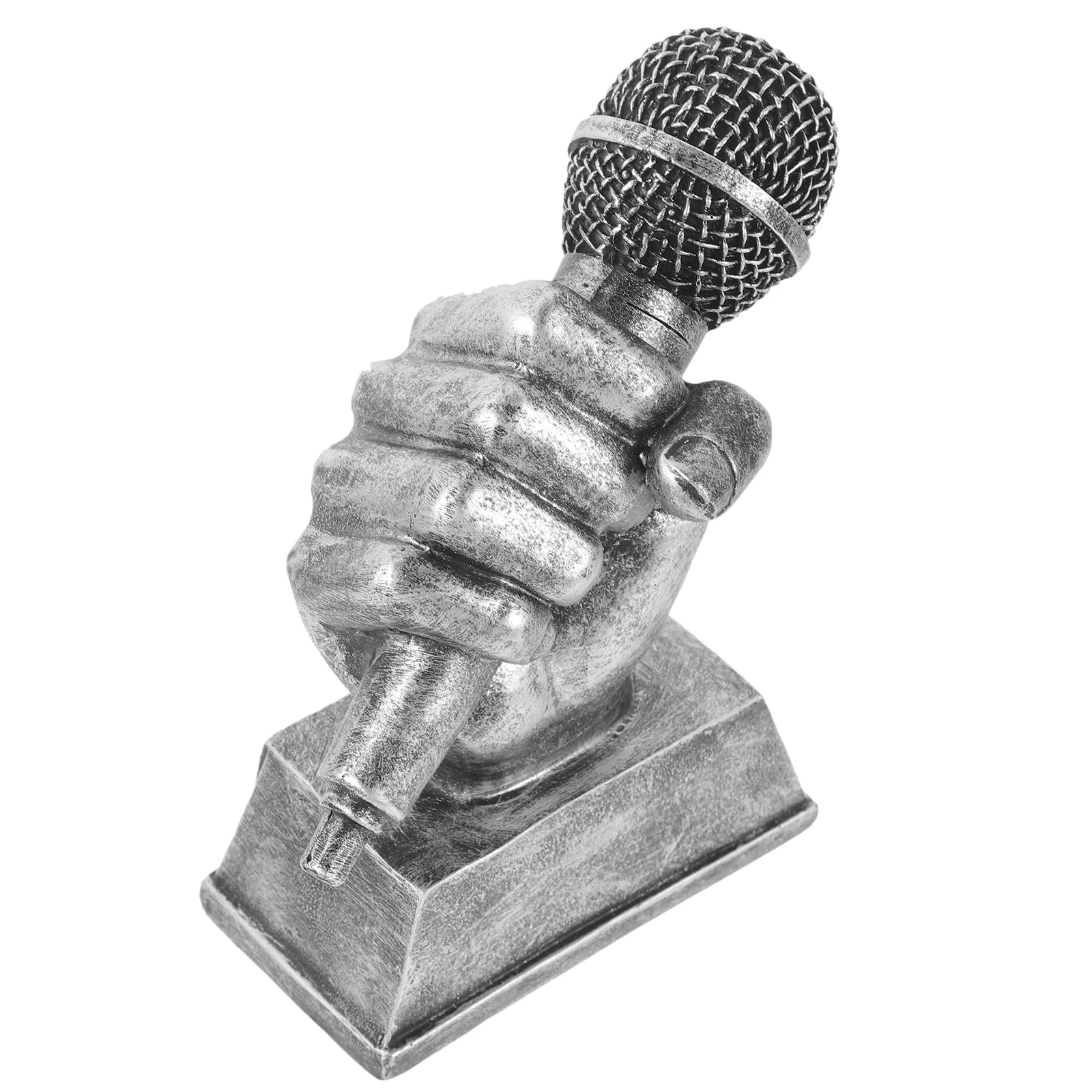 Participation Trophy Mic for Karaoke Music Phone Competitions Decorate Prop Microphone Golden Office