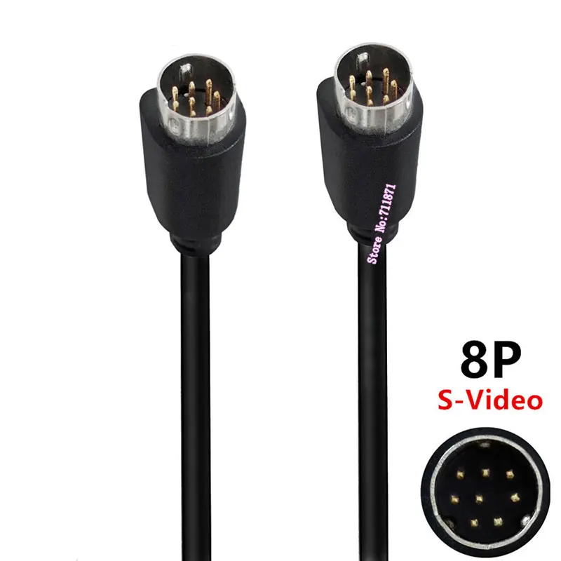 8 Needle 8Pin Mini Din S-Video Male to Male Audio Video Cable Line 90 Degree Right Angle Elbow 8 Pin S-Video Line Wire Cord DIN