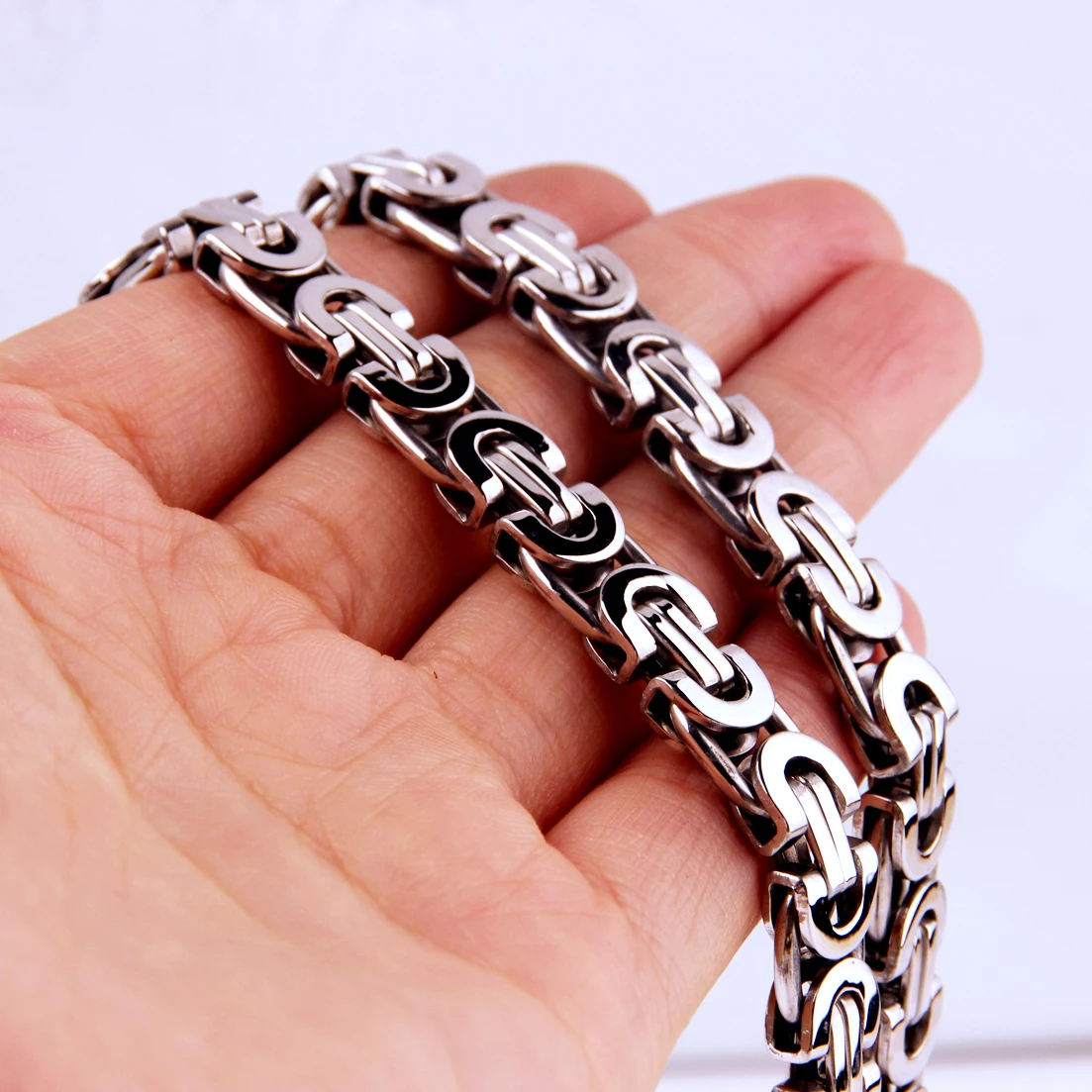 6MM 8MM 11MM Stainless Steel Flat Byzantine Chains Necklaces or Bracelets For Men Women Chain Jewelry Gifts