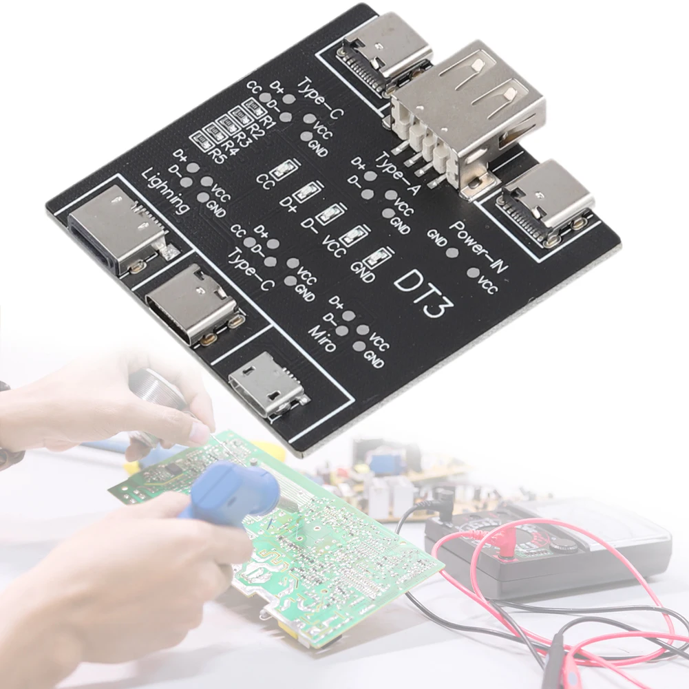 USB Tipo-C Cabo de Dados Test Board, Verificador de cabo, Dados Cabo Detection Board, iPhone, Android, DT3