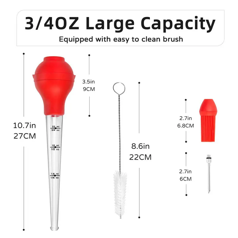 Turkey Baster Baster Syringe for Cooking Meat Injector Set with Cleaning Brush Inject Needle Barbecue Basting Brush Kitchen Tool