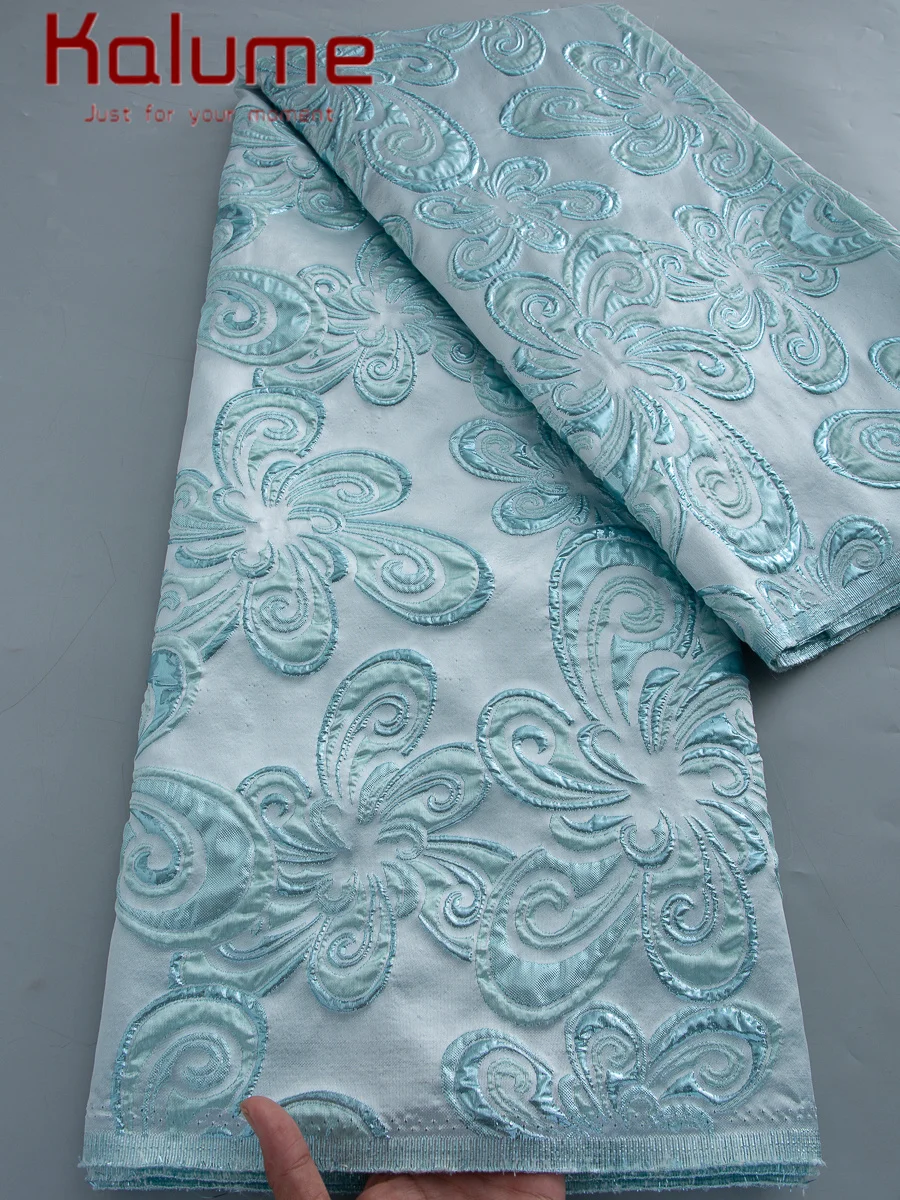 

Kalume 2026 Luxury Nigerian Brocade Organza Lace Fabrics African Jacquard Lace Fabric 5Yards High Quality French Tulle For Dress
