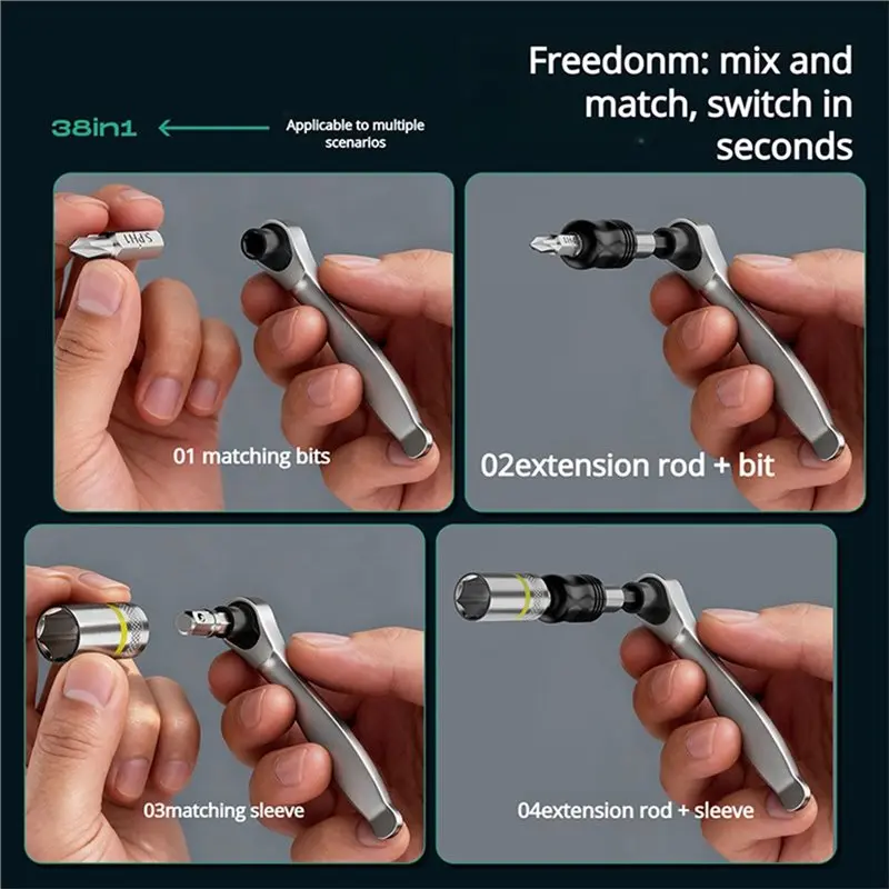 NEW HOT In Stock-Fast Hexagonal Torx Screwdriver 38-Piece Set Portable Ratchet Wrench Sleeve Bicycle Repair Tools